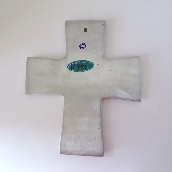 Pewter Cross With Relief Images Made in Mexico 9 Inch Tall - Picture 7 of 7